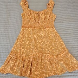 Girls' Orange Polka Dot Dress